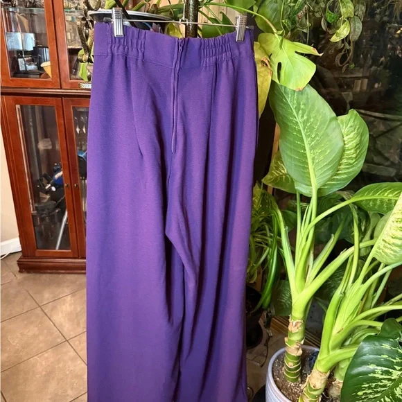 Wide Leg Purple Pleated Doris Trousers - Picture 4 of 5